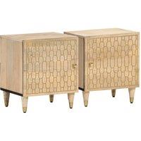 Berkfield Home Bedside Cabinets 2 pcs 40x33x46 cm Solid Wood Mango in Brown | Size: 40 x 33 x 46 cm