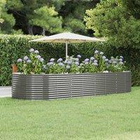 Berkfield Home Garden Raised Bed Grey 367x140x68 cm Powder-coated Steel | Size: 367 x 140 x 68 cm