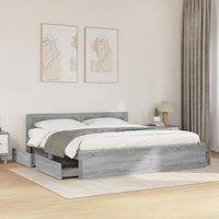 Berkfield Home Bed Frame with Headboard without Mattress Grey Sonoma 180x200 cm Super King