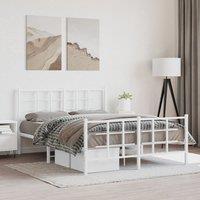 Berkfield Home Metal Bed Frame without Mattress with Footboard White 135x190cm | Size: 135x190 cm