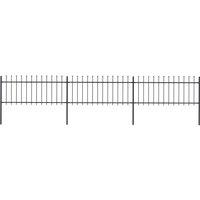 Berkfield Home Garden Fence with Spear Top Steel 5.1x0.8 m Black