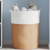 Berkfield Home Storage Basket Brown & White 49x65 cm Cotton | Size: 49x65 cm