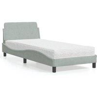 Berkfield Home Bed with Mattress Light Grey Single Velvet