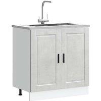 Berkfield Home Sink Base Cabinet "Porto" Concrete Grey 80x46x81.5 cm Engineered Wood | Size: 80x46x81.5 cm