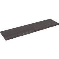Berkfield Home Wall Shelf Dark Grey 200x50x(2-6) cm Treated Solid Wood Oak in Brown
