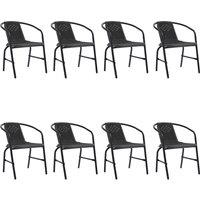 Berkfield Home Garden Chairs 8 pcs Plastic Rattan & Steel 110 kg in Black