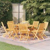 Berkfield Home 9 Piece Garden Dining Set Solid Teak Wood in Brown
