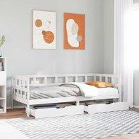 Berkfield Home Daybed with Drawers without Mattress White 90x190 cm Single Solid Wood