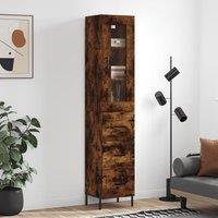 Berkfield Home Highboard Smoked Oak 34.5x34x180 cm Engineered Wood in Brown