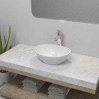 Berkfield Home Bathroom Basin with Mixer Tap Ceramic Oval White