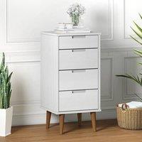 Berkfield Home Drawer Cabinet MOLDE White 40x35x82 cm Solid Wood Pine | Size: 40 x 35 x 82 cm