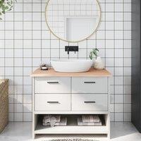 Berkfield Home Bathroom Countertop 100x60x2 cm Untreated Solid Wood in Brown | Size: 100 x 60 x 2 cm
