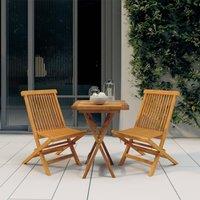 Berkfield Home 3 Piece Garden Dining Set Solid Wood Teak in Brown