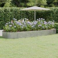 Berkfield Home Garden Raised Bed Powder-coated Steel 373x140x36 cm Silver | Size: 373 x 140 x 36 cm