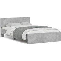 Berkfield Home Bed Frame with Headboard & LED Concrete Grey 120x200 cm | Size: Small Double