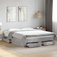 Berkfield Home Bed Frame with Drawers without Mattress Concrete Grey 150x200 cm King Size