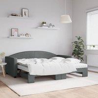 Berkfield Home Daybed with Trundle & Mattresses Dark Grey 90x190 cm Fabric