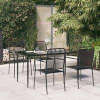 Berkfield Home 5 Piece Garden Dining Set Black Cotton Rope & Steel