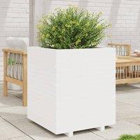 Berkfield Home Garden Planter White 60x60x72.5 cm Solid Wood Pine