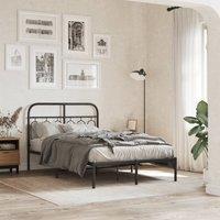 Berkfield Home Metal Bed Frame without Mattress with Headboard Black 120x200cm | Size: Small Double
