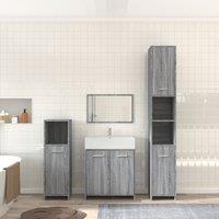 Berkfield Home 4 Piece Bathroom Furniture Set Grey Sonoma Engineered Wood