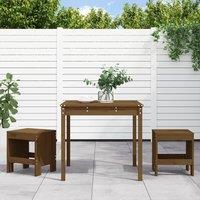 Berkfield Home 3 Piece Garden Bistro Set Honey Brown Solid Wood Pine