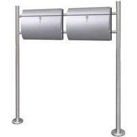 Berkfield Home Double Mailbox on Stand Stainless Steel in Silver