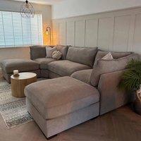 Home & Love Apollo Bishop U Shape Cinema Sofa Oxford Corner Sofa - Beige