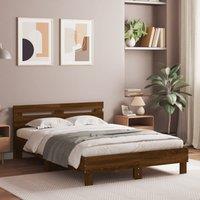Berkfield Home Bed Frame with LED without Mattress Brown Oak 120x190 cm Small Double
