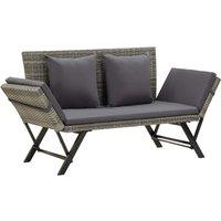 Berkfield Home Garden Bench with Cushions Grey 176 cm Poly Rattan