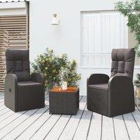 Berkfield Home 3 Piece Garden Lounge Set Black Poly Rattan&Solid Wood Acacia