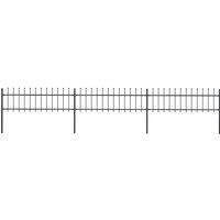 Berkfield Home Garden Fence with Spear Top Steel 5.1x0.6 m Black