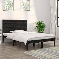 Berkfield Home Bed Frame Black Solid Wood 140x190 cm