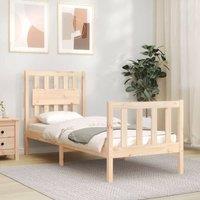 Berkfield Home Bed Frame with Headboard Small Single Solid Wood in Brown