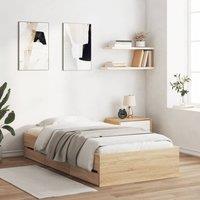 Berkfield Home Bed Frame with Drawers without Mattress Sonoma Oak 90x200 cm in Brown