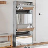Berkfield Home Shoe Cabinet with Mirror 4-Layer Grey Sonoma 63x17x134 cm | Size: 63 x 17 x 134 cm