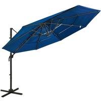 Berkfield Home 4-Tier Parasol with Aluminium Pole Azure Blue 3x3 m