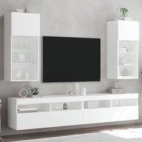 Berkfield Home TV Cabinets with LED Lights 2 pcs White 40.5x30x90 cm