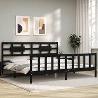 Berkfield Home Bed Frame with Headboard Black 200x200 cm Solid Wood