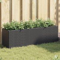 Berkfield Home Garden Planters with 3 Pots 2 pcs Black 105x30x32 cm Poly Rattan | Size: 105 x 30 x 32 cm