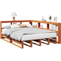 Berkfield Home Bookcase Bed without Mattress Wax Brown 160x200cm Solid Wood Pine | Size: 160x200 cm