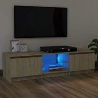 Berkfield Home TV Cabinet with LED Lights Sonoma Oak 120x30x35.5 cm in Brown