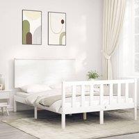Berkfield Home Bed Frame with Headboard White 140x190 cm Solid Wood