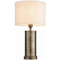 Netlighting Indara 1 Light Table Lamp Aged Bronze Aged Hammered Bronze Plate E27 in Brown