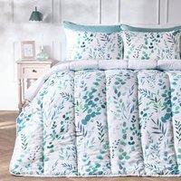 OHS Floral Coverless 10.5 TOG Duvet Set Pillowcase Quilted Cover in Light Green | Size: Double