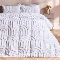 OHS Tufted Arches Coverless 7.5 TOG Duvet Set Pillowcase Quilted Cover in White | Size: King