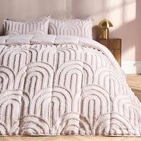 OHS Tufted Arches Coverless 7.5 TOG Duvet Set Pillowcase Quilted Cover in Stone | Size: Double