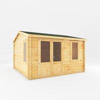 Mercia 4x4 m Home Office Elite 28 mm Log Cabin - L414.1 x W403.6 x H272.6 cm in Light Brown