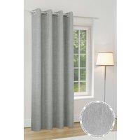 Enhanced Living 'Knightsbridge' Grey 100% Blackout, Thermal, Chenille Single Door Curtain with Eyelet Header | Size: 168 cm width x 214 cm drop
