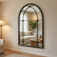 Garden Greatness Vintage Arch Windowpane Mirror in White